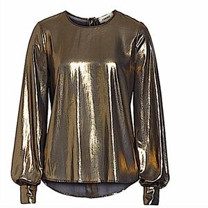 L'AGENCE Gold with Tag Catia Metallic Blouse